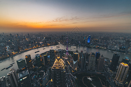 现代城市街道俯拍城市风光夜景背景