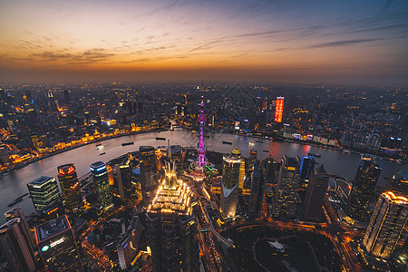 酒店全景俯拍城市风光夜景背景