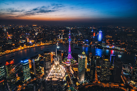 上海航拍俯拍城市风光夜景背景
