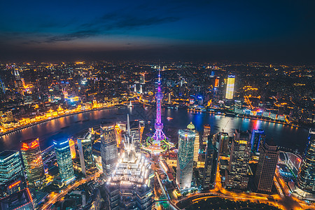 上海浦江夜景俯拍城市风光夜景背景