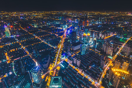 俯拍城市风光夜景图片