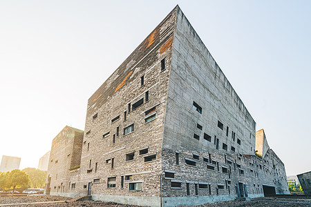 城市黑白建筑宁波博物馆外景背景