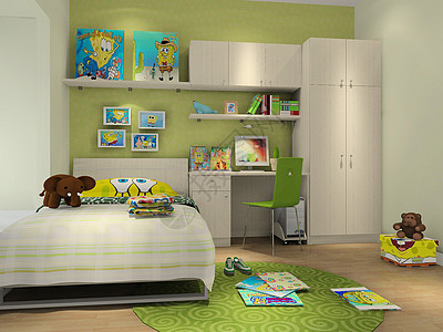 绿色系主卧室效果图图片