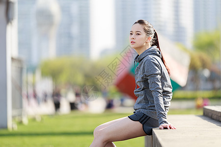 健身元素美女户外运动背景