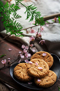 桃酥饼干樱花甜点高清图片