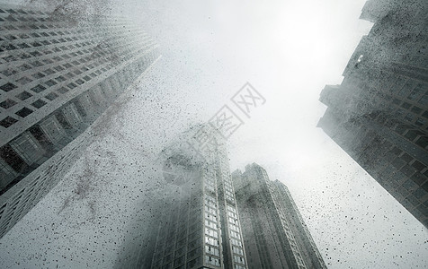 雨 雾城市建筑大厦爆炸灾难坍塌大桥设计图片