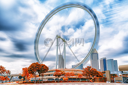 新加坡的摩天轮背景图片
