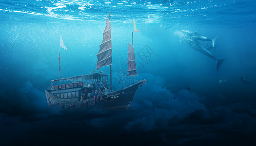船沉海底背景图片