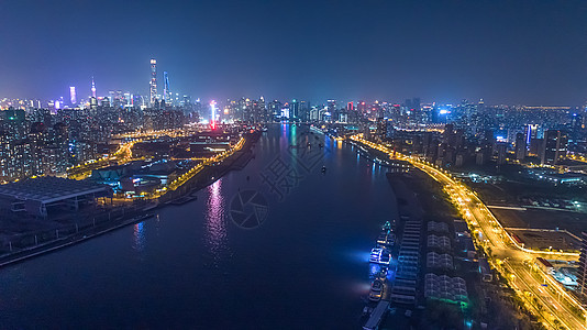 现代都市航拍城市夜景图片