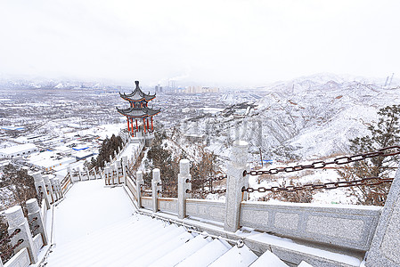 角亭雪景图片