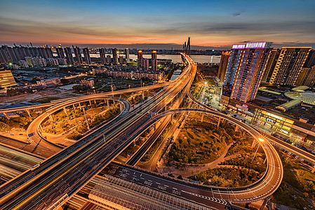 城市发展建设立交桥夜景图片