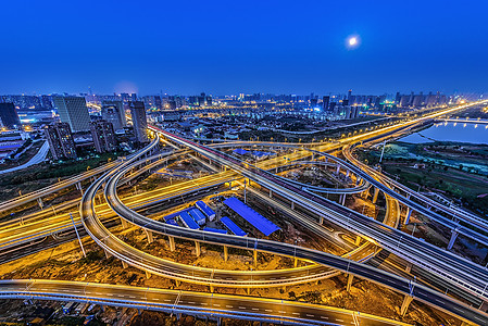 城市发展建设立交桥夜景高清图片