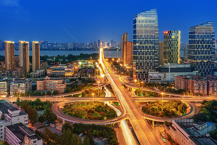 武汉城市立交桥夜景图片