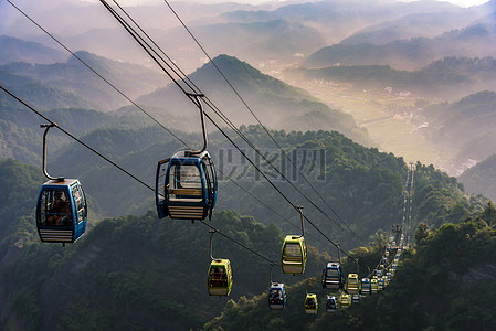 观光缆车深山缆车背景