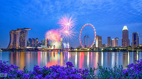 跨年盛典新加坡滨海湾烟火背景