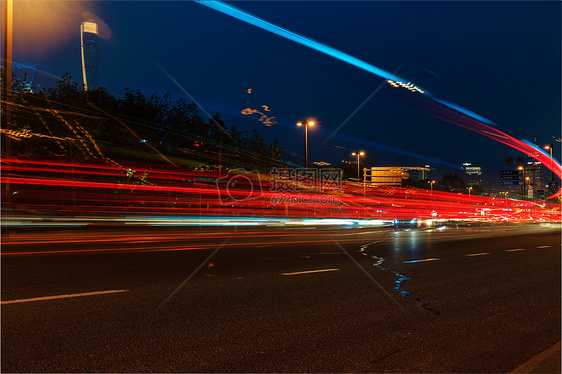 城市夜景车流图片