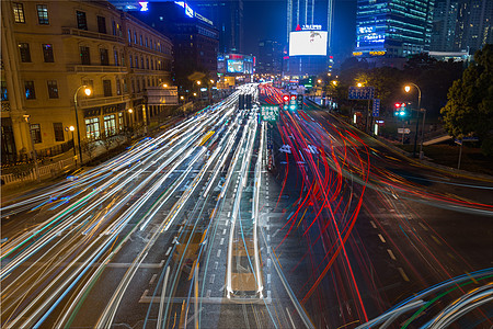 城市夜景车流图片