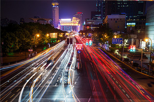 城市夜景车流图片