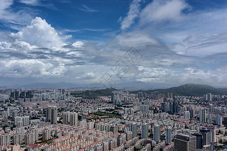 青岛城市鸟瞰城市背景