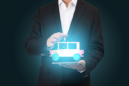 商务司机智能虚拟科技商务男士托起汽车设计图片