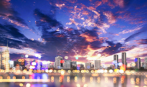 灯火阑珊城市夜景背景图片