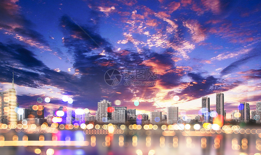 灯火阑珊城市夜景图片