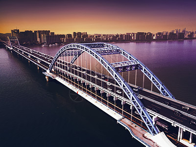 大桥与城市航拍背景图片