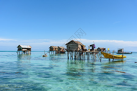 海底巴瑶族海上房屋背景