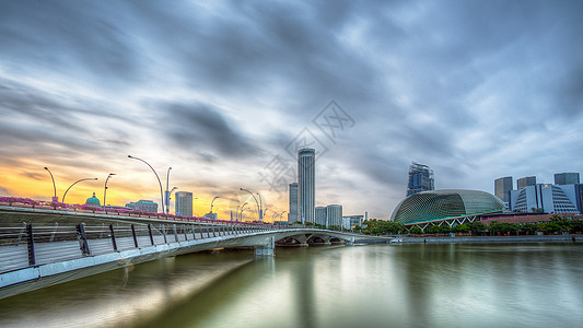 滨海湾的桥新加坡城市建设高清图片