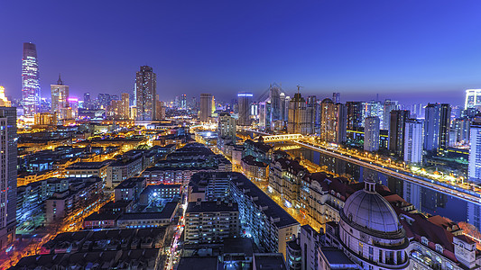 城市夜晚星空夜晚的天津城市灯光背景