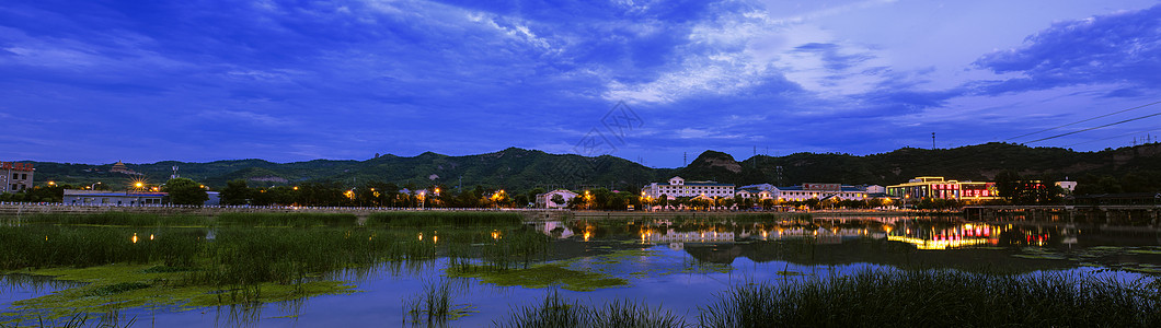 武烈河全景村落夜景高清图片