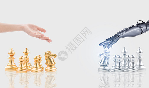 商务休闲下国际象棋的机器人设计图片