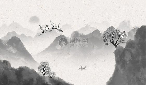 山水中国风banner海报背景图片
