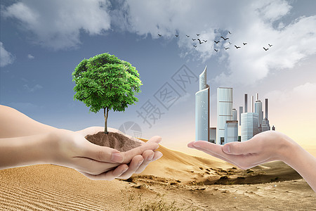 科技发展与生态环境背景图片