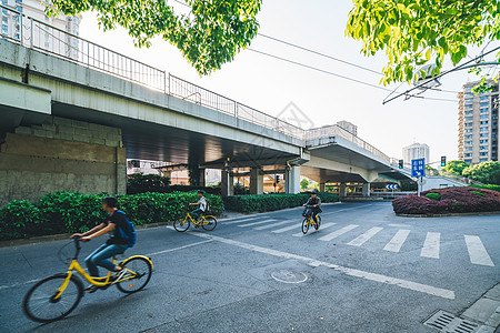 马路上的共享单车图片