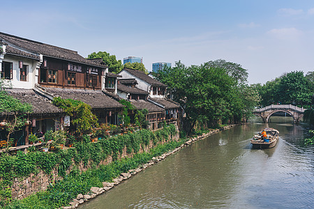 杭州小河的船图片