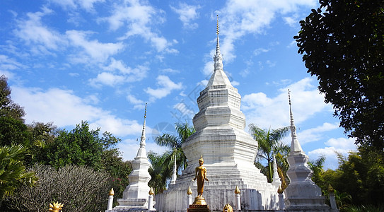 西双版纳傣族风情寺庙及建筑背景