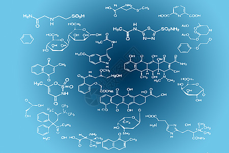 分子化合物化学分子蓝色背景设计图片
