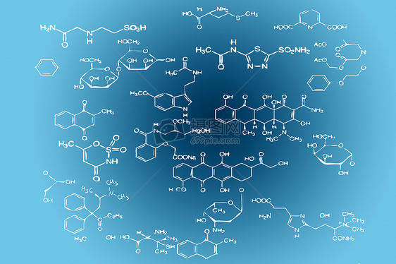 化学分子蓝色背景图片