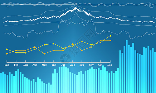折线数据背商务背景图片