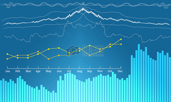 折线数据背商务背景图片