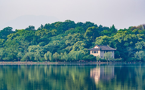 杭州建筑杭州西湖清晨背景