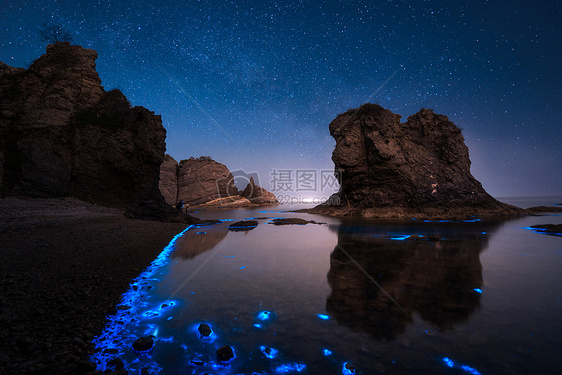 星空星轨银河荧光海图片