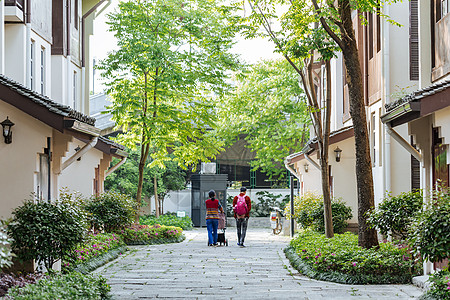 杭州小河直街绿茵路上背景图片