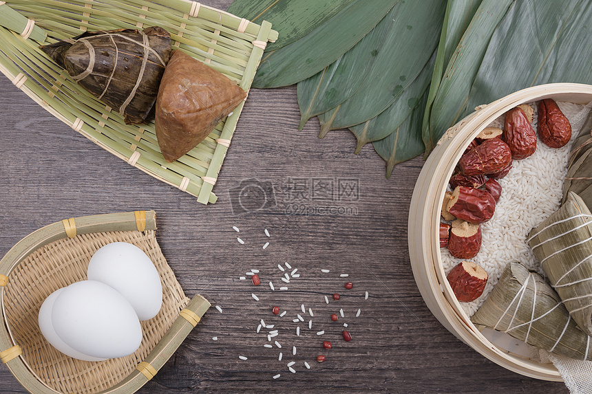 端午节传统食物排列桌面图片