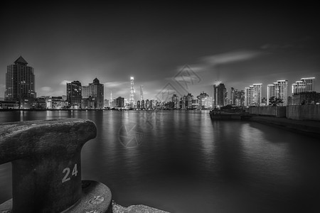 老夜上海陆家嘴城市夜景背景