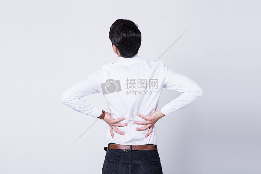 生病腰酸背痛人物形象图片