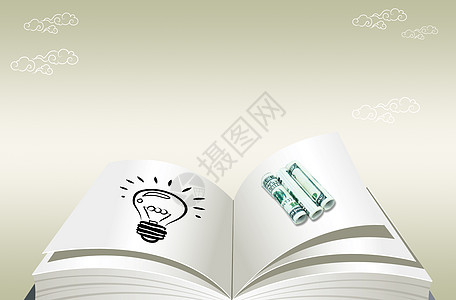 灯泡钱商业灯泡和钱的概念图设计图片