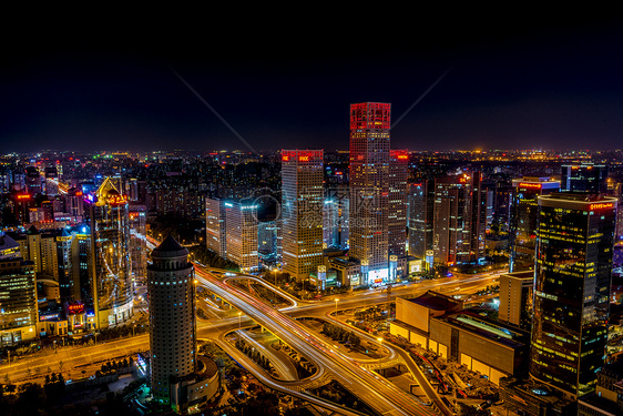 北京城市交通立交桥夜景图片