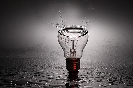 水能源电能源灯泡雨水幻想创意设计背景图片